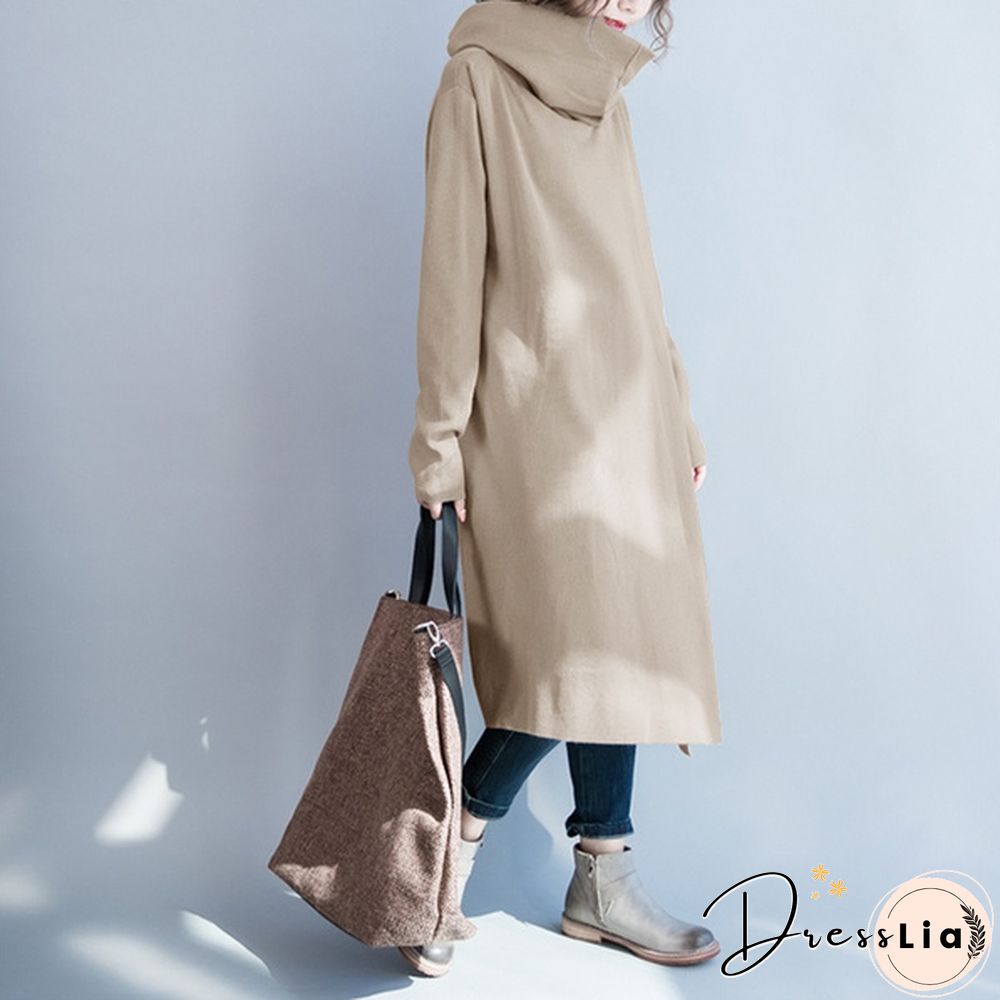 ZANZEA Womens Fashion Loose High Neck Long Sleeve Solid Color Casual Split Coat Jackets Oversize Jumper Cape Cloak Plus Size