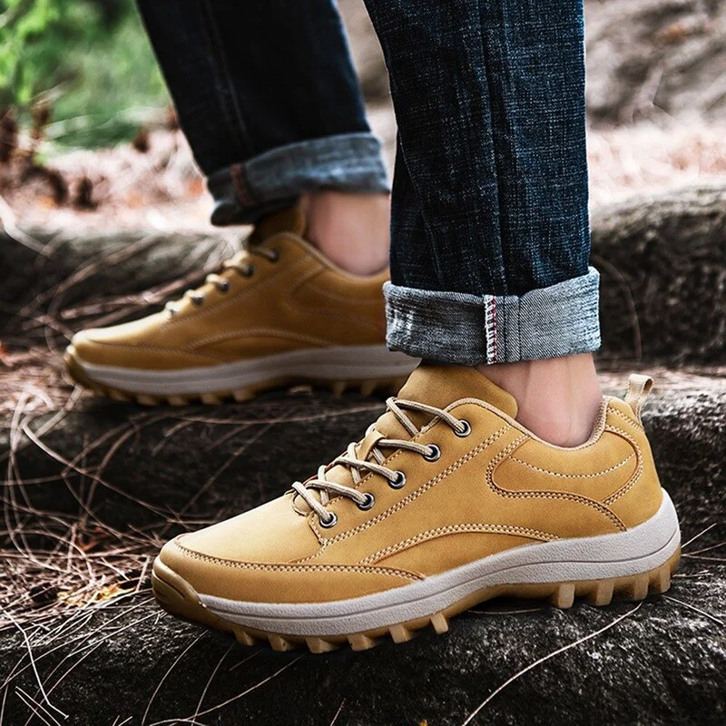 Hot Leather Security Boots Big Size Man Caterpillar Boots Casual Autumn Shoes Platforms Male Climbing Footwear Low Top Flats