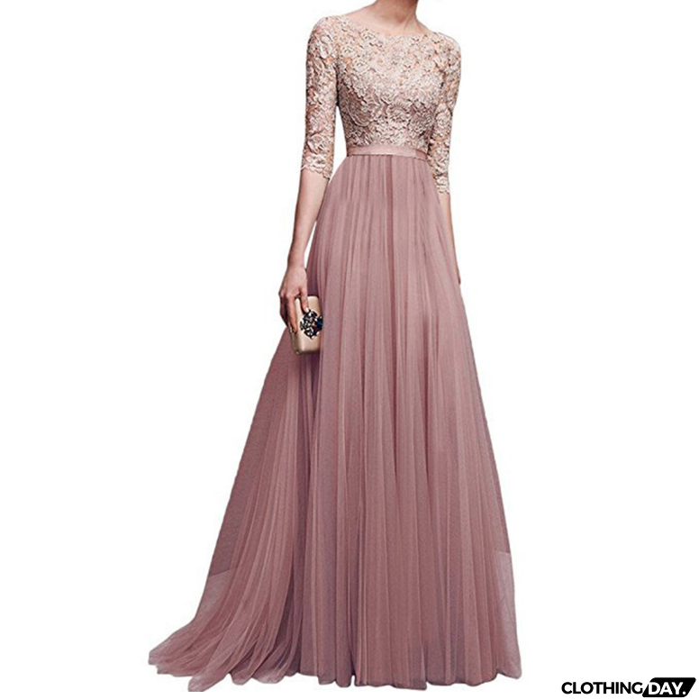 Fashion Half Sleeve Long Lace Dress