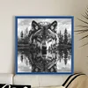 (US Only)Wolf Printed Cross Stitch Kit 50x50cm DIY 14CT Thread Art Needlework Decor