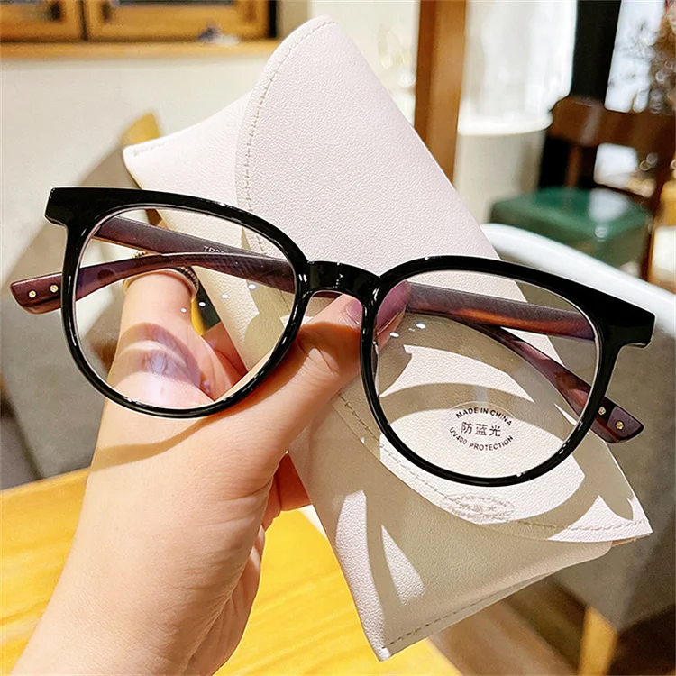 Imaginarygam Anti Blue Light Student Glasses Korean Version Retro Wooden Box Myopia Glasses Transparent Glasses Frame Flat Glasses Glasses