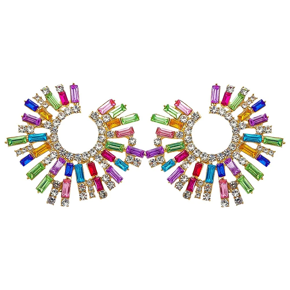 Dvacaman New Arrival Long Colorful Rhinestone Irregular Drop Earrings High Quality Trendy Crystal Pendant Jewelry Gift For Women