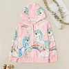 Kid Girl Unicorn Rainbow Print Allover Hooded Coat