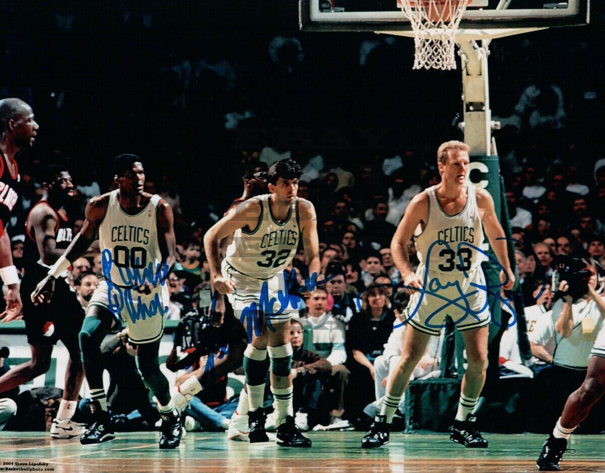 Larry Bird Robert Parish Kevin McHale Celt Signed 8x10 Autographed Photo Poster painting Reprint