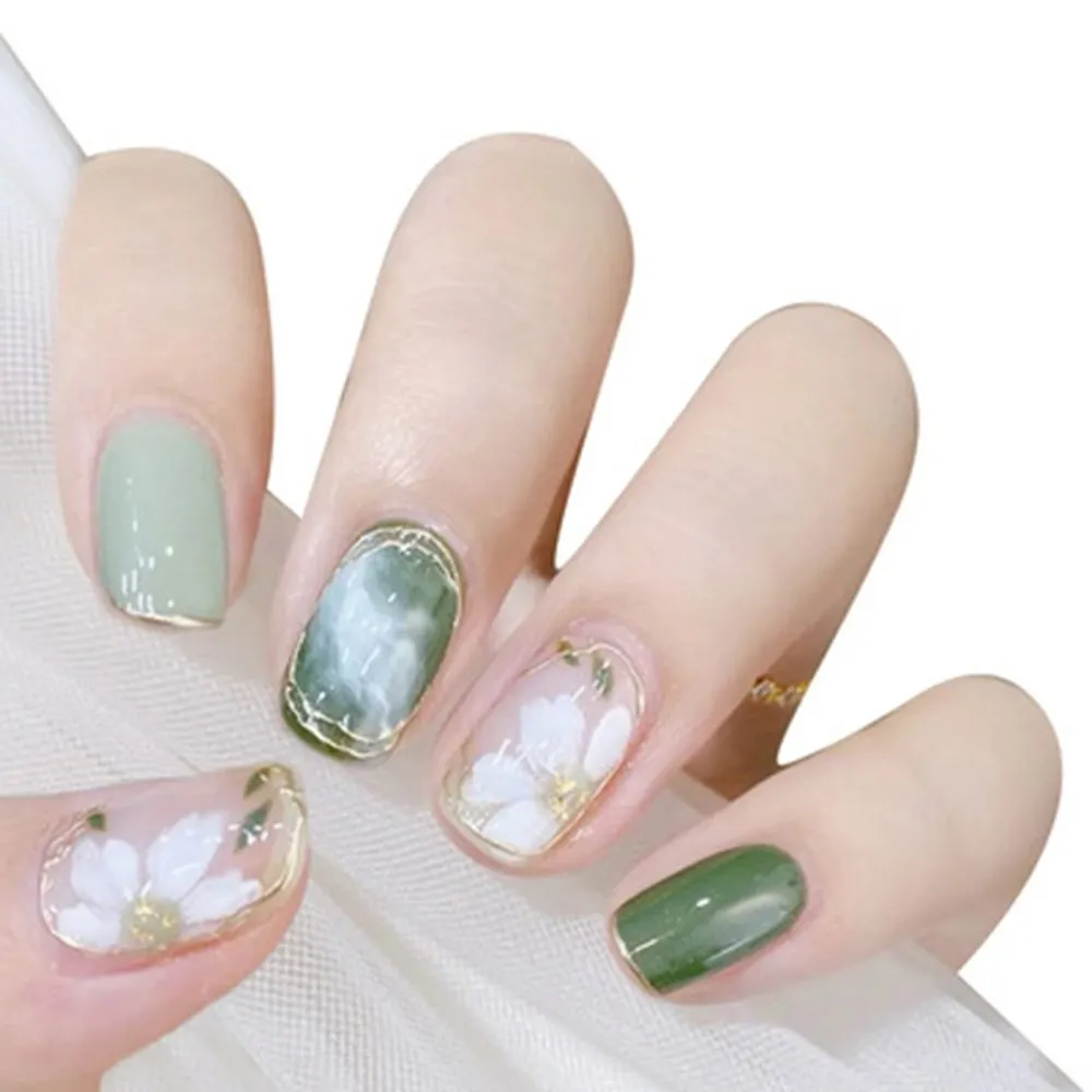 24pcs Light Green Mid-length Ballet Wearable Fake Nails press on Fresh Suitable Girl Woman Summer Decoration Fingernail tips-Nail Inspo