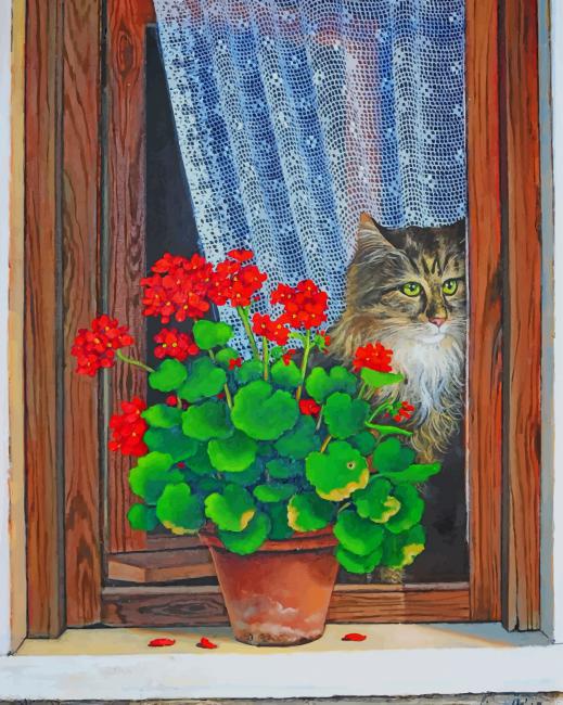 

Cat In Window – Paint By Numbers - 40*50CM, 501 Original