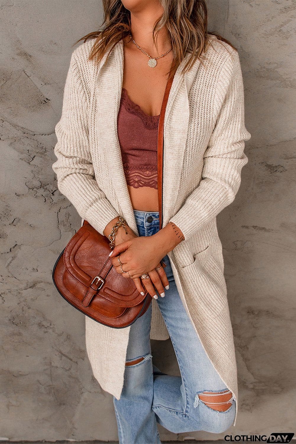 Open Front Hooded Cardigan