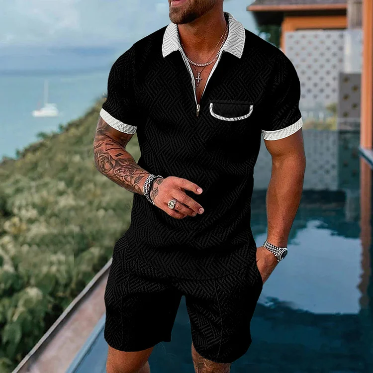 Men's holiday printed polo suit