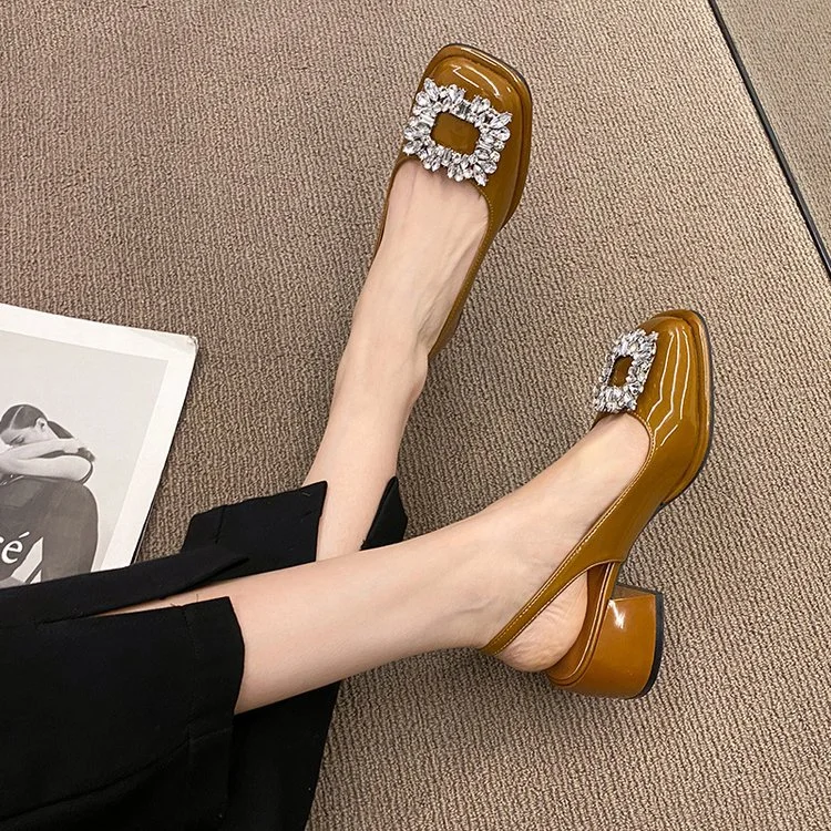 Yyvonne New Baotou Sandals French Retro Square Drill Buckle After The Air Coarse Temperament Fairy Sandals