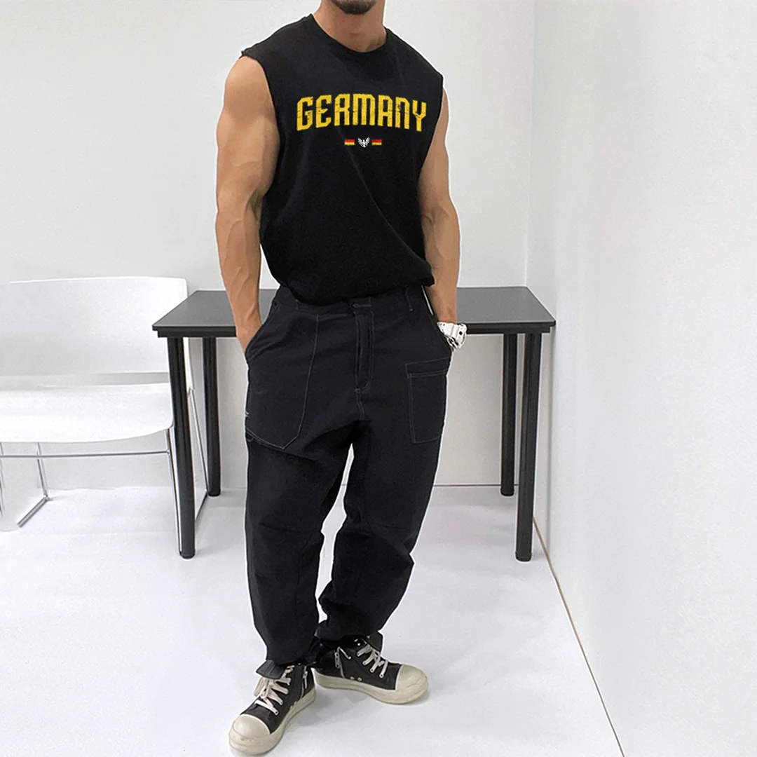 German Printed Loose Fitness Vest