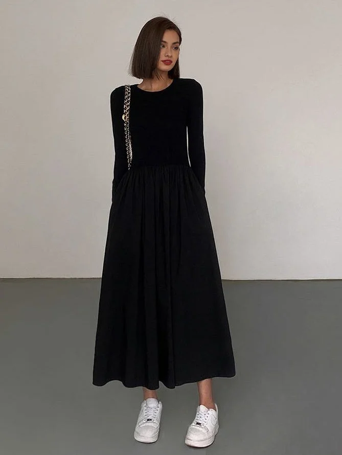 Abebey-Leisure Pockets Long Sleeve Long Dress