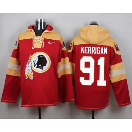 Redskins #91 Ryan Kerrigan Burgundy Red Player Pullover NFL Hoodie