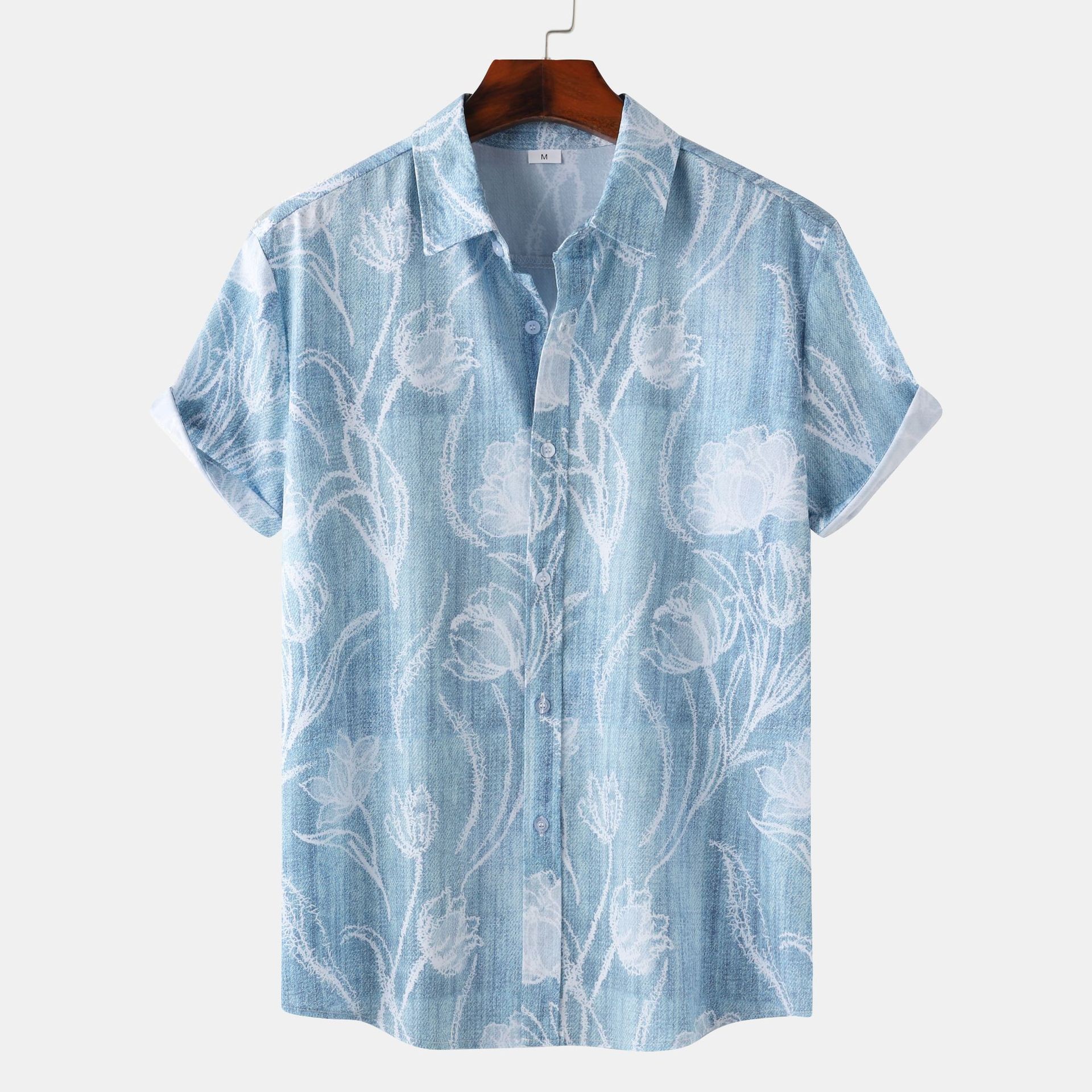 Men's casual and fashionable Hawaiian beach vacation printed short sleeved shirt PLUSCLOTHESMAN