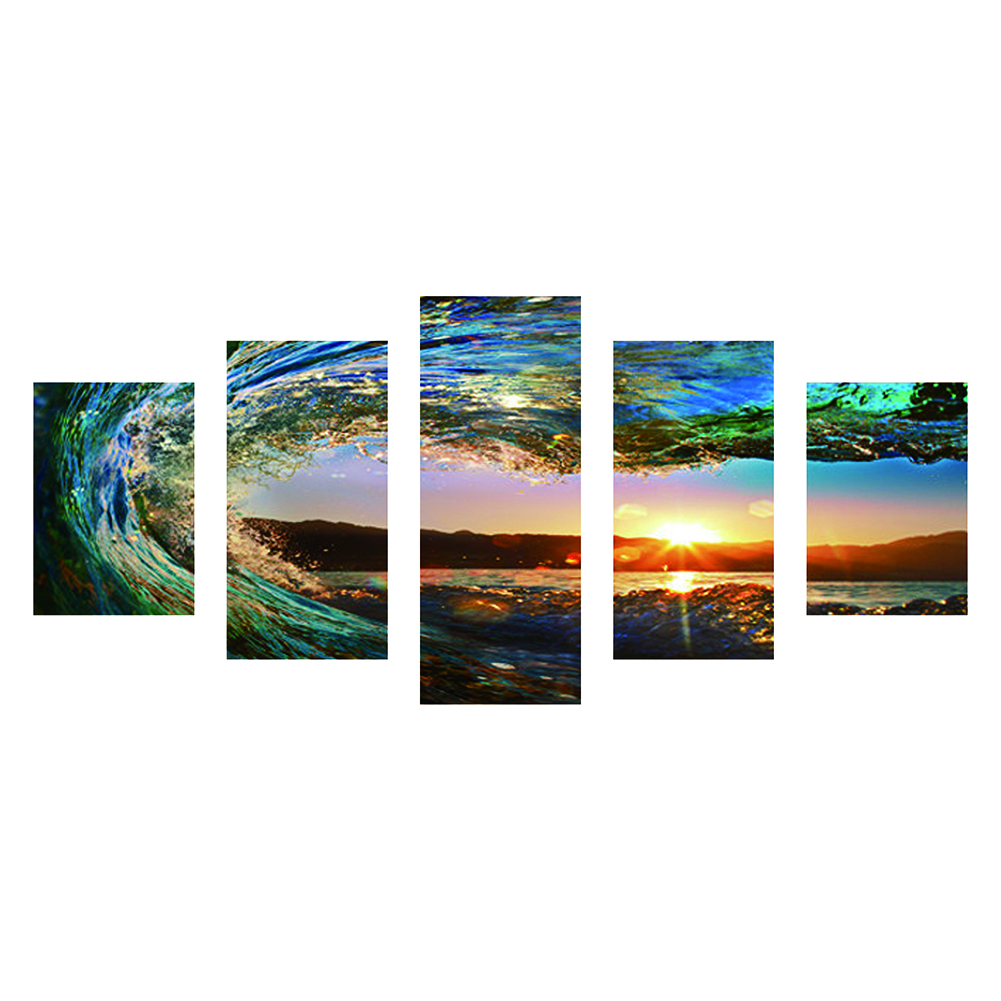 

95*45CM - Multi-picture Round Drill Diamond Painting - 5pcs Waves, 501 Original