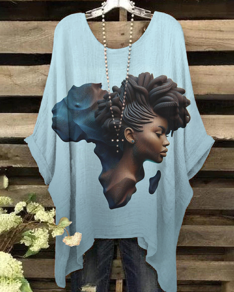 Africa Map Girl Art Irregular Shirt