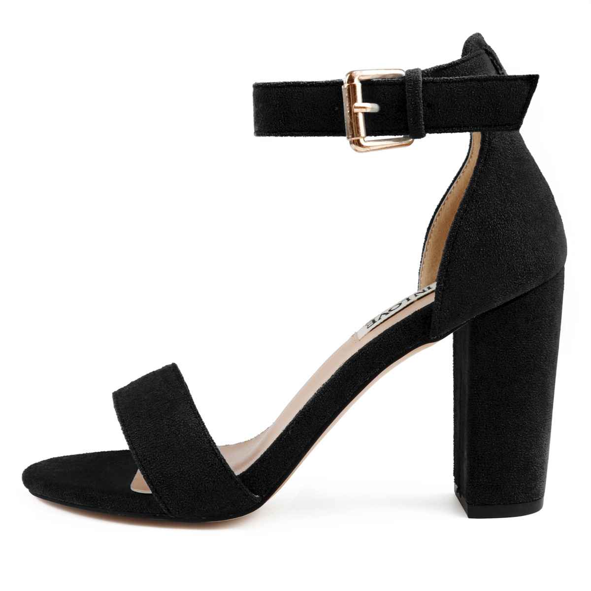 3.54"/9cm Chunky Block High Heels Ankle Strap Heeled Sandals