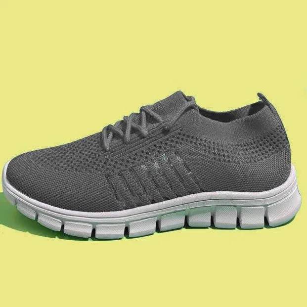 Women's Solid Color Shoelaces Round Toe Flat Heel Casual Sneakers