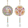 2Pcs Diamond Painting Acrylic Double Sided Birds and Butterflies Wind Chime Suncatcher with Crystal Hanging Pendant