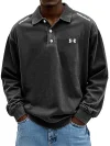 Men's Retro Washed Distressed Cotton Lapel Polo Shirt