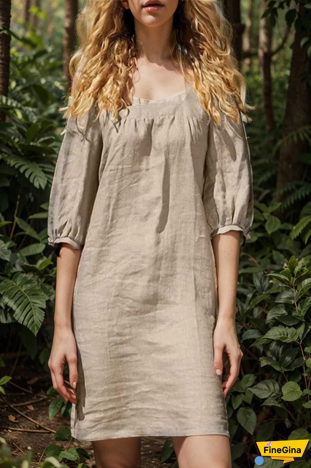 cotton linen loose casual half sleeve mini dress
