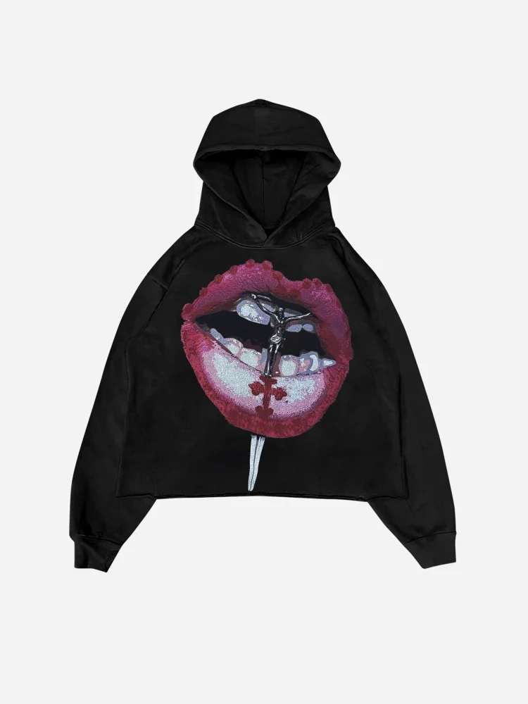 Faith Lips Cross Graphics Hoodie
