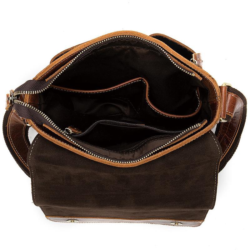 Casual Business Men's Leather Flap Type Shoulder Bag Fashion Crossbody Bag
