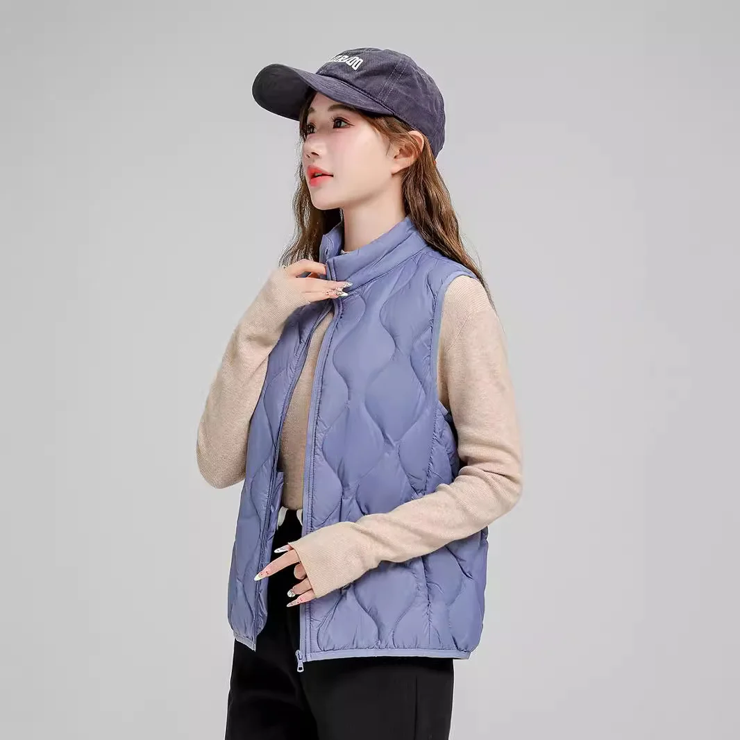 Toloer Autumn And Winter New Down Jacket Vest Female Short Stand Collar Casual Gourd Pressure Line Light Sleeveless Coat Coat-Outfit Ideas