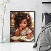 >SALE<Full Embroidery Eco-cotton Thread 11CT Print Curly Hair Girl Cross Stitch40x50cm