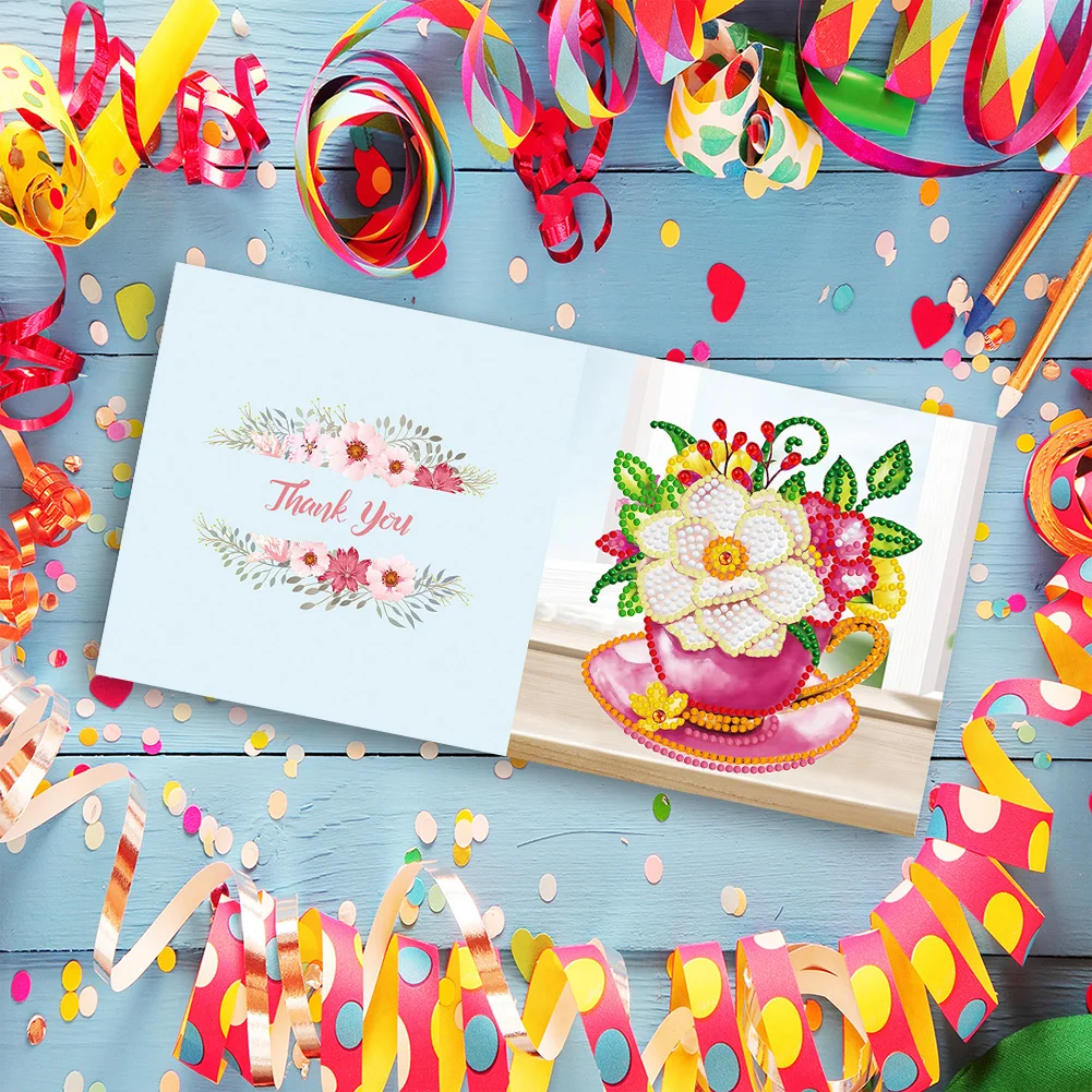 12pcs DIY Diamond Painting Greeting Cards Birthday Thanks Embroidery Postcard