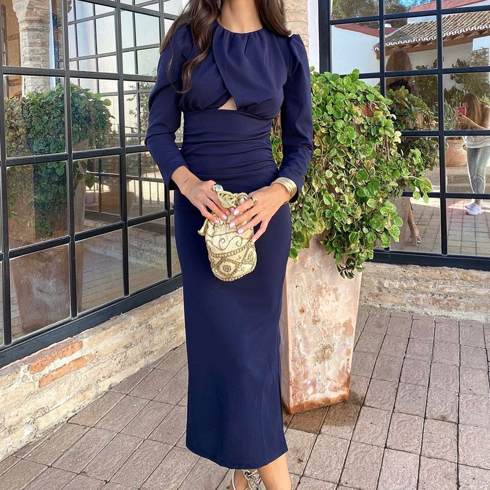 Elegant Formal Maxi Dress For Women Sexy Off Shoulder Long Sleeves Wedding Evening Cocktail Party Dresses Vestidos Para Mujer