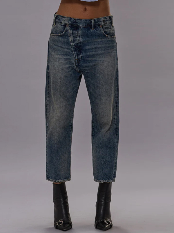 Solid Color Irregular Jeans hjn Shicloths