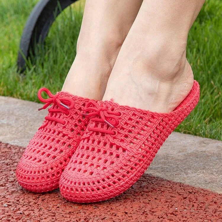 Women's Summer Slippers Bathroom Home Slippers Bowknot Soft Mesh Slippers for Women Slides Breathable Sandals 2021