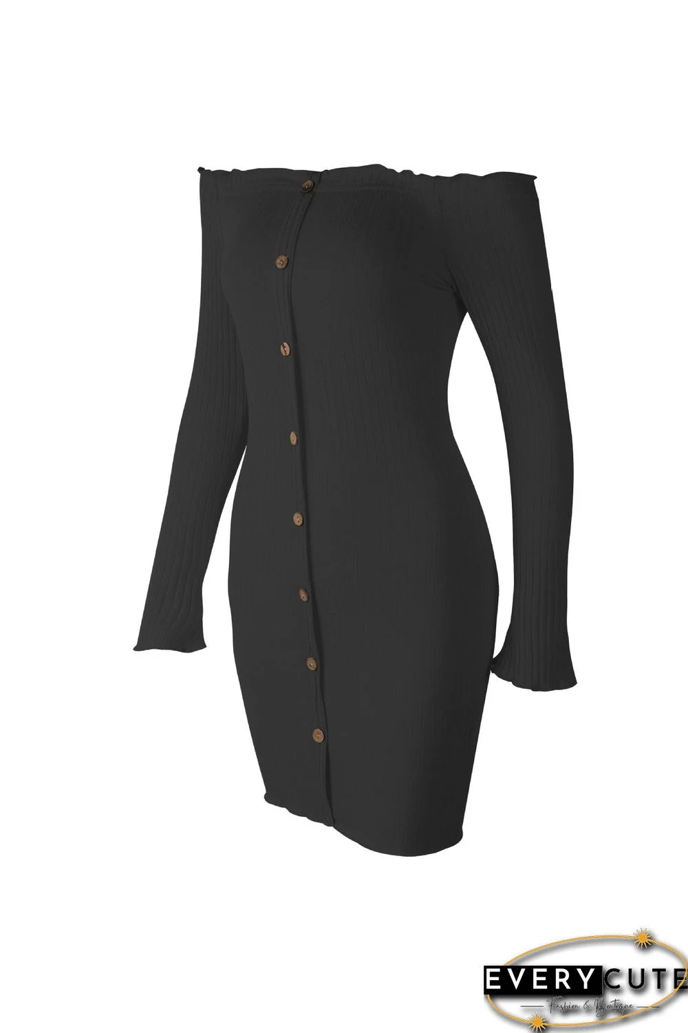 Off Shoulder Long Sleeve Bodycon Mini Dress