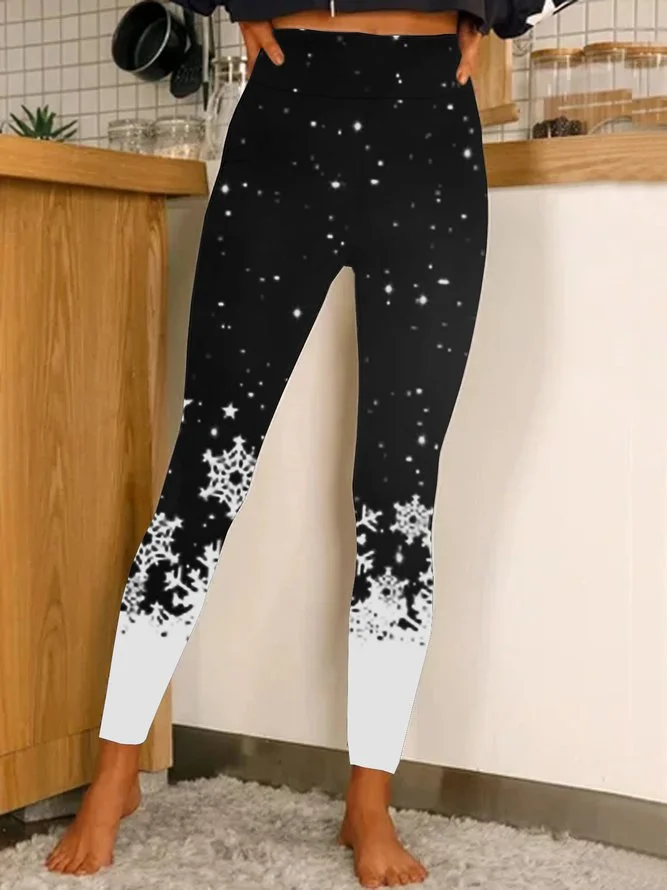 Snowflake Gradient Christmas Regular Fit Leggings Yoga Leggings
