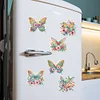 (US Local)6Pcs Flower Butterfly Diamond Painting Art Fridge Magnet for Fridge Whiteboards
