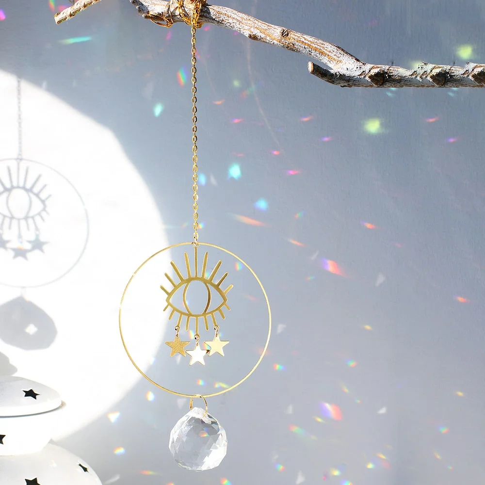 Colorful Crystals Suncatcher Hanging Sun Catcher with Chain Pendant Ornament Suncatchers for Window Home Garden Christmas Gift