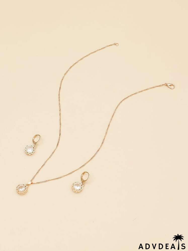 Flower Charm Necklace & Earrings