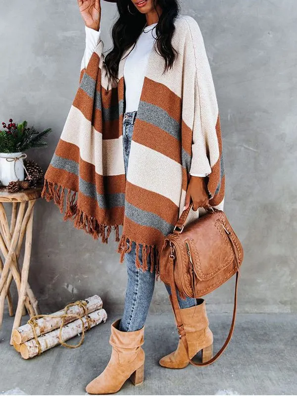 Fringe Colorblock Cape