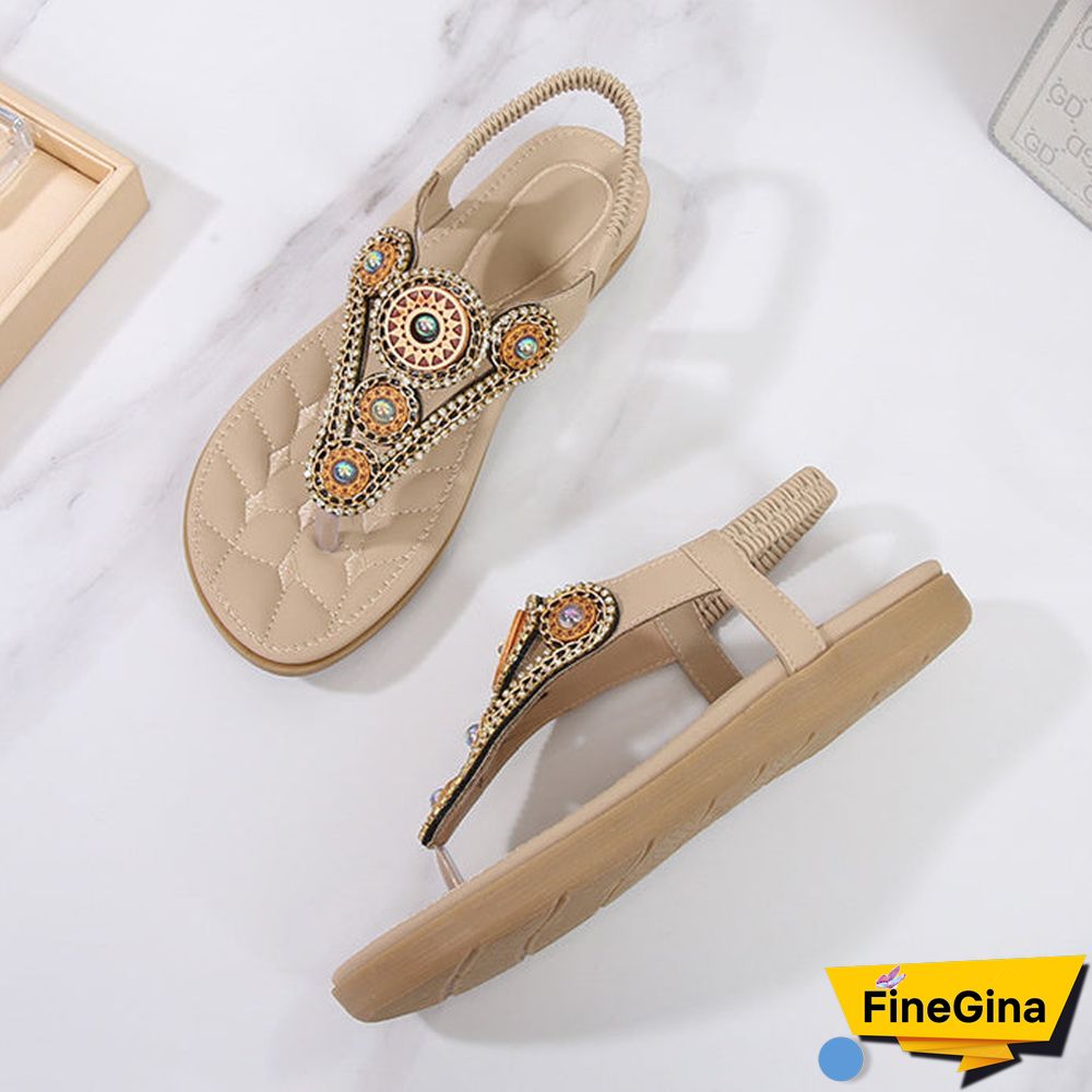 Women Soft and Comfortable Vintage Metal Decorated Sandals