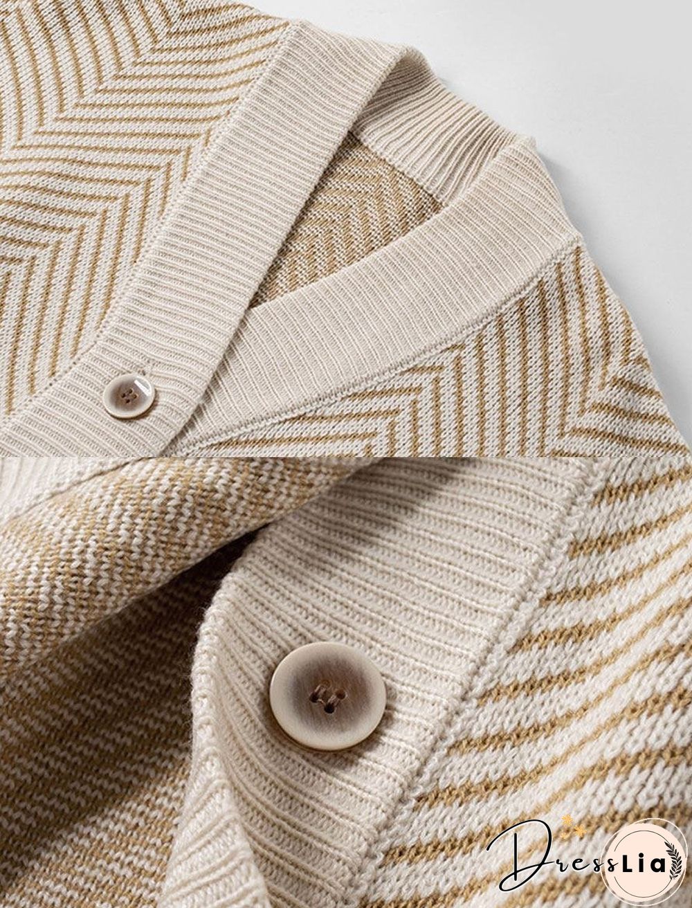 V-neck Striped Casual Loose Sweater Cardigan