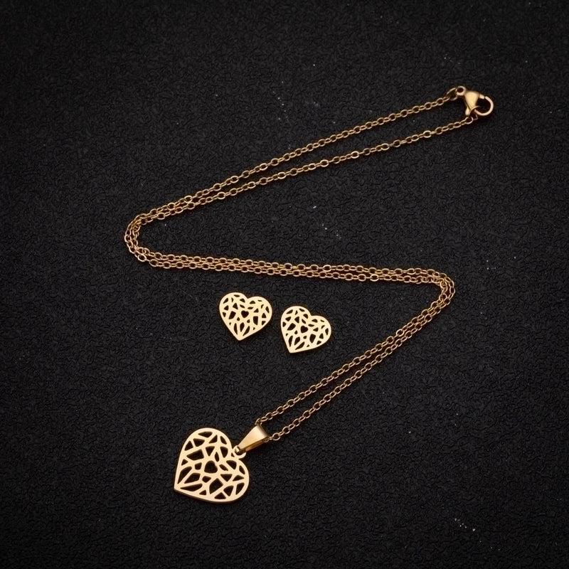 1 Set Minimalist Geometric Stainless Steel Titanium Steel Plating Earrings Necklace