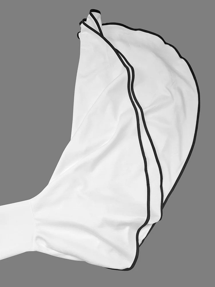 Long sleeve stand collar a line printed dress main image 0