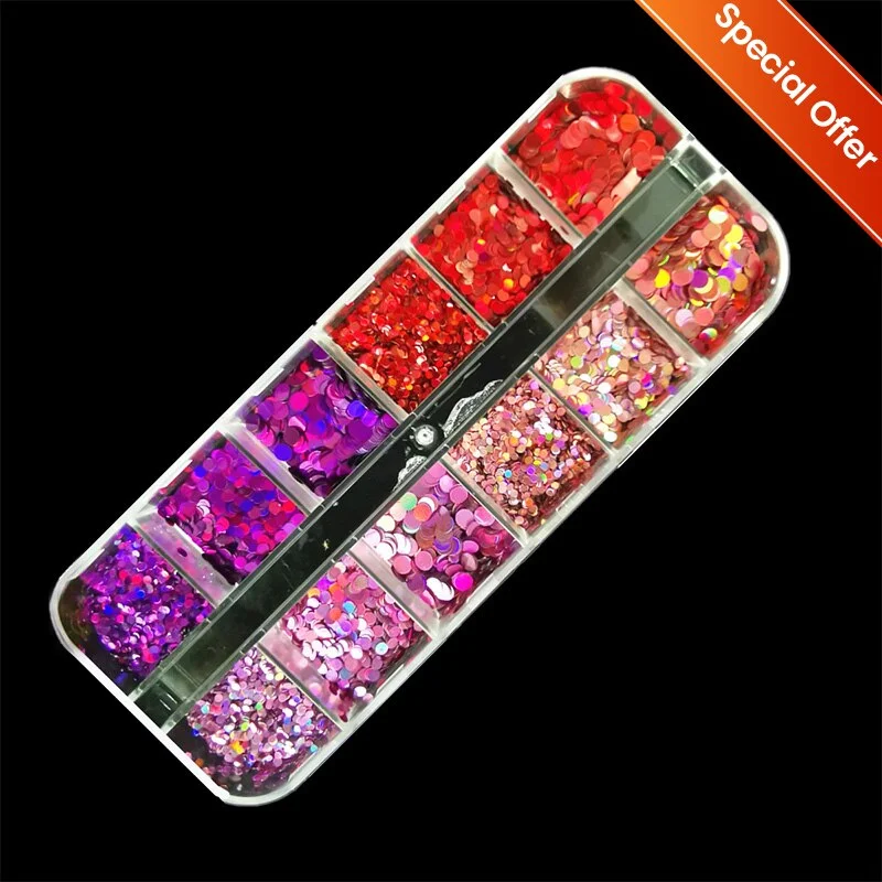 12 Grids Spangles Nail Sequins Aurora AB Nail Flakes Stunning Pailliette Heart Butterfly Spring Sticker Nart Tips Decoration-Nail Inspo
