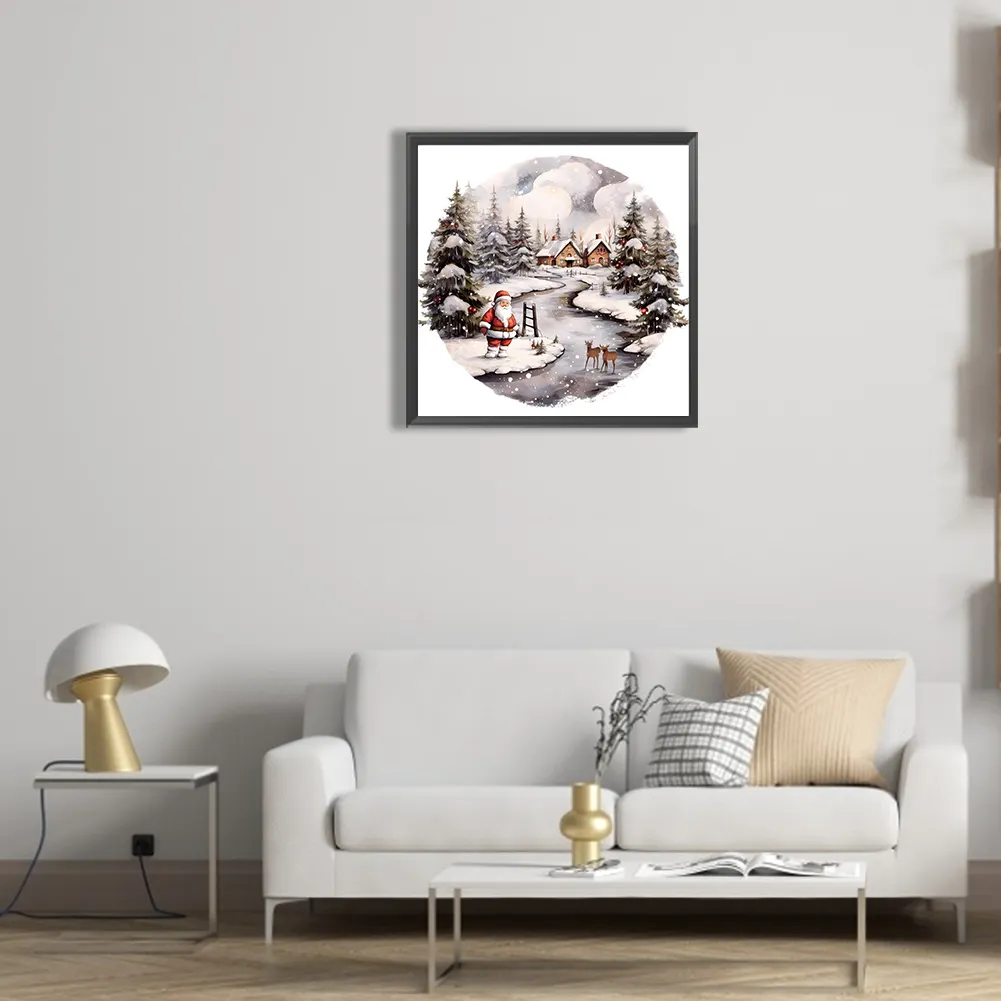 Full Round Diamond Painting 30*30cm - Santa Claus In The Snow