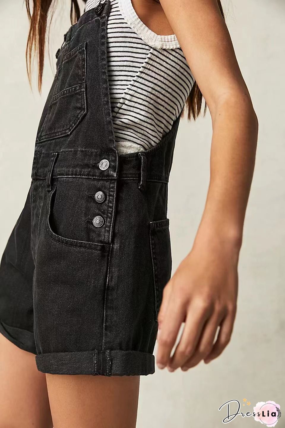 Jumpsuits Washed Pockets Shredded Straight Denim Jumpsuit for Women