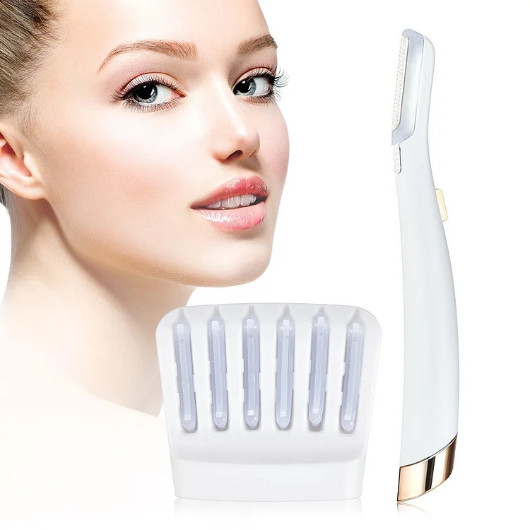 Facial Exfoliator Face Hair Remover with LED Light Includes 6 Replacement Heads