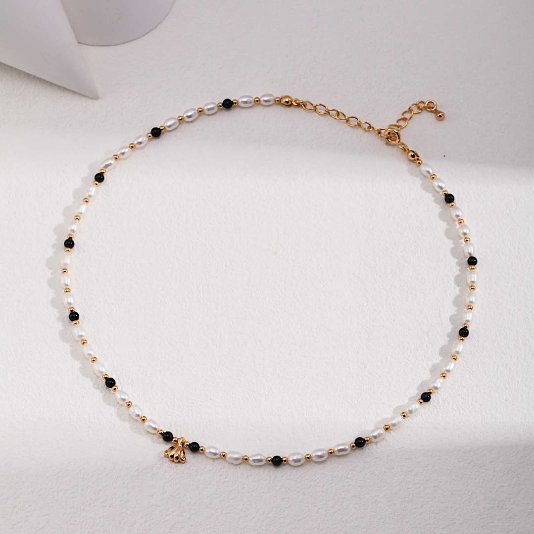 Vintage Shell Gold Plated Pearl Bead Pendant Necklace