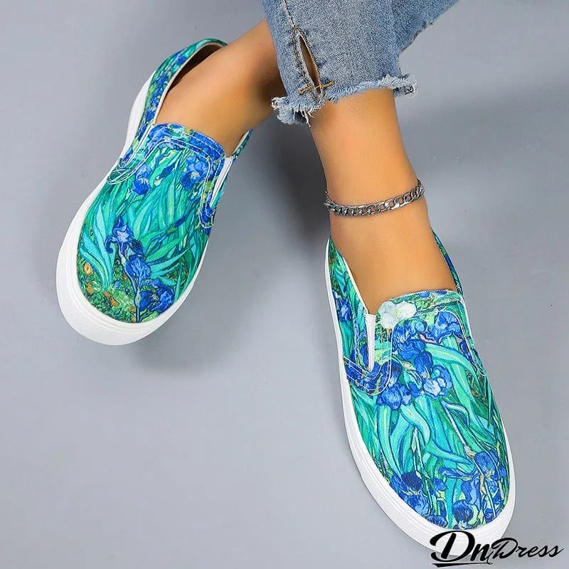 Ladies Leisure Comfort Printed Low Top Canvas Loafer