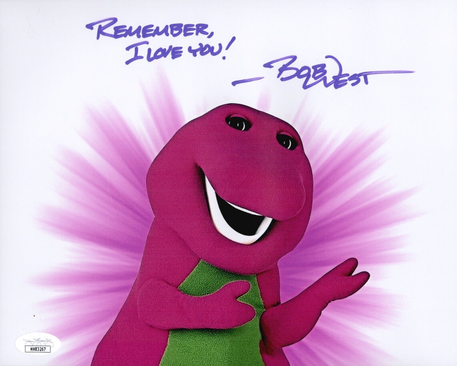 BOB WEST Signed BARNEY THE DINOSAUR 8x10 Photo Poster painting Autograph JSA COA Cert RARE