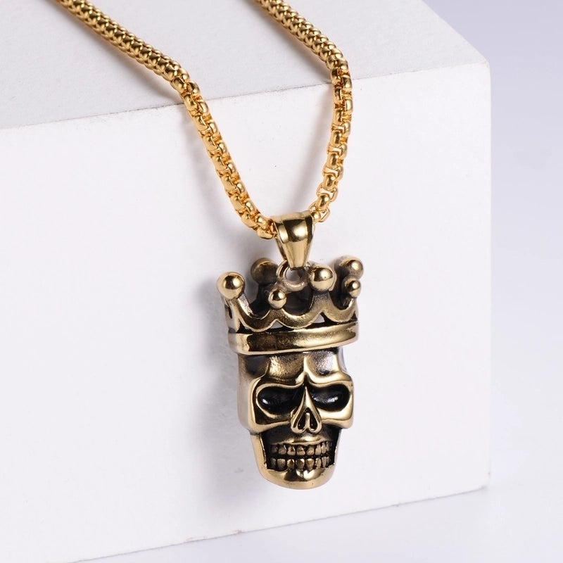 Retro Skull Stainless Steel Plating 18K Gold Plated Halloween Unisex